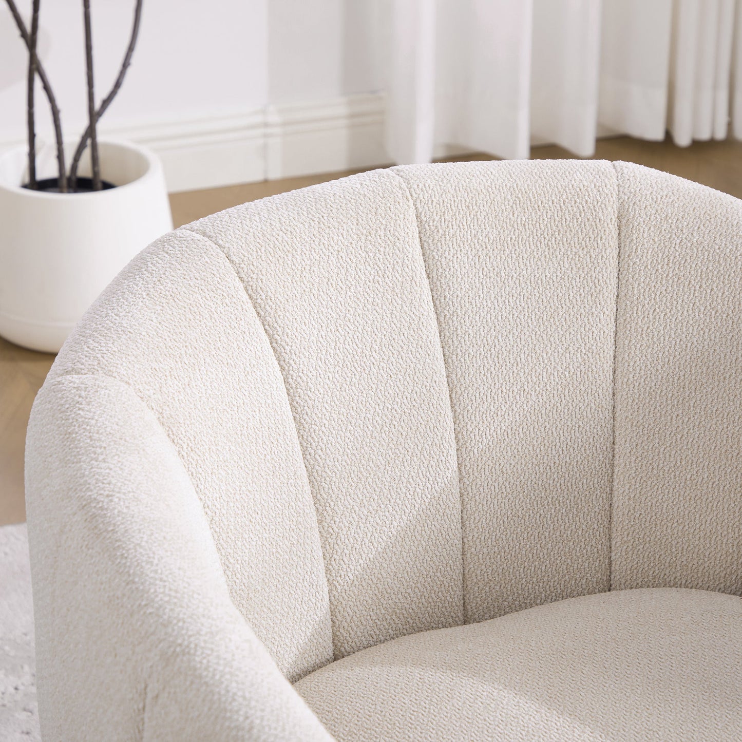 Upholstered Chenille Swivel Barrel Chair