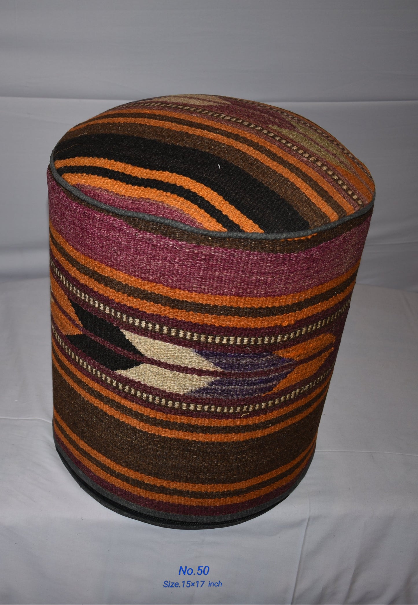 One of a Kind Kilim Rug Pouf Ottoman foot stool - #50