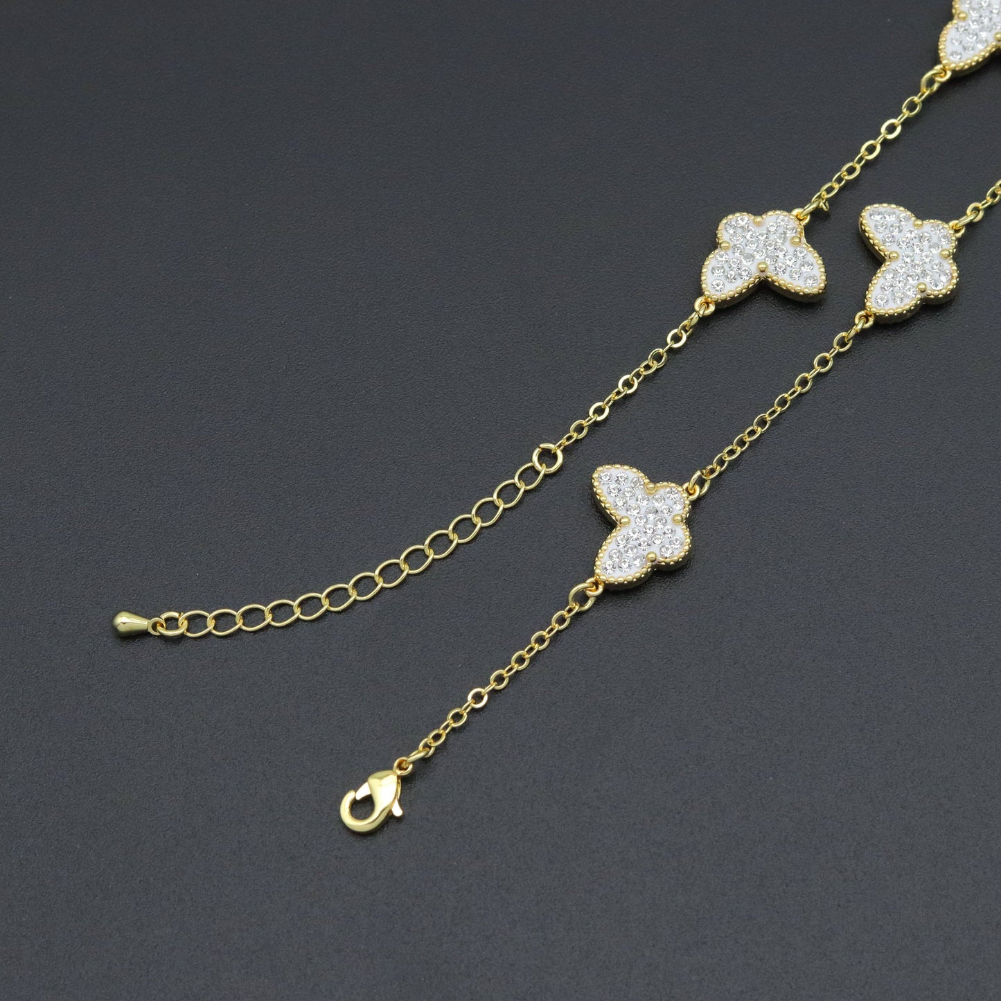 Black White Double Sided Butterfly Link Adjustable Necklace, Sku#FH235