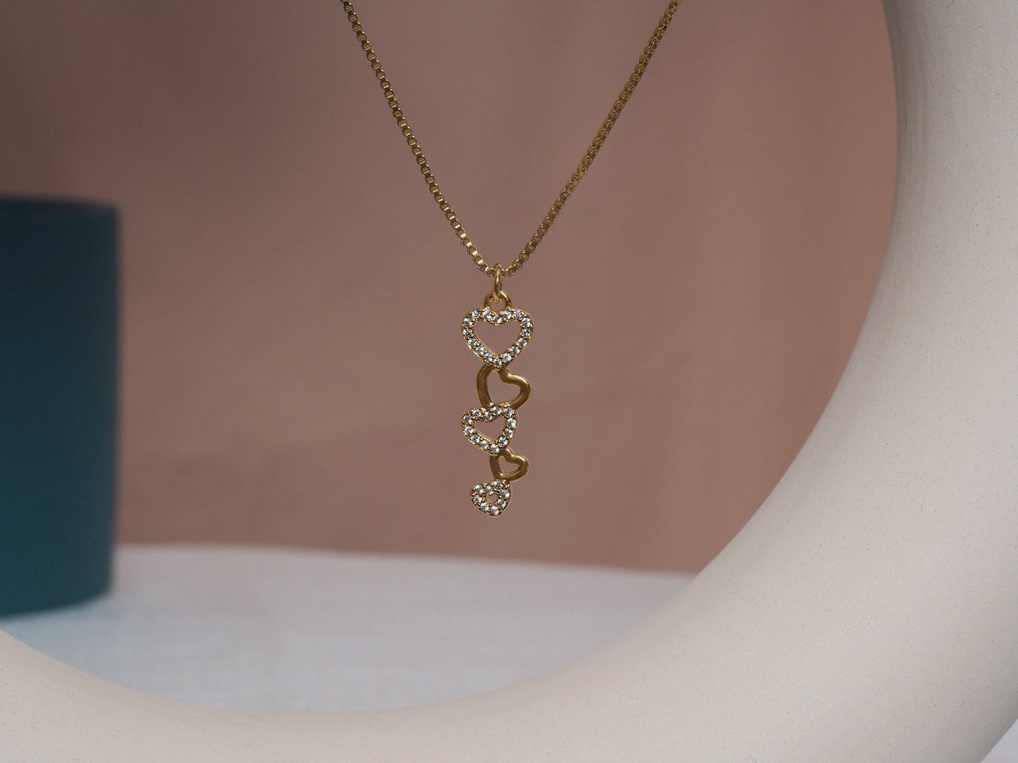CZ String Hearts Charm, Sku#LK634