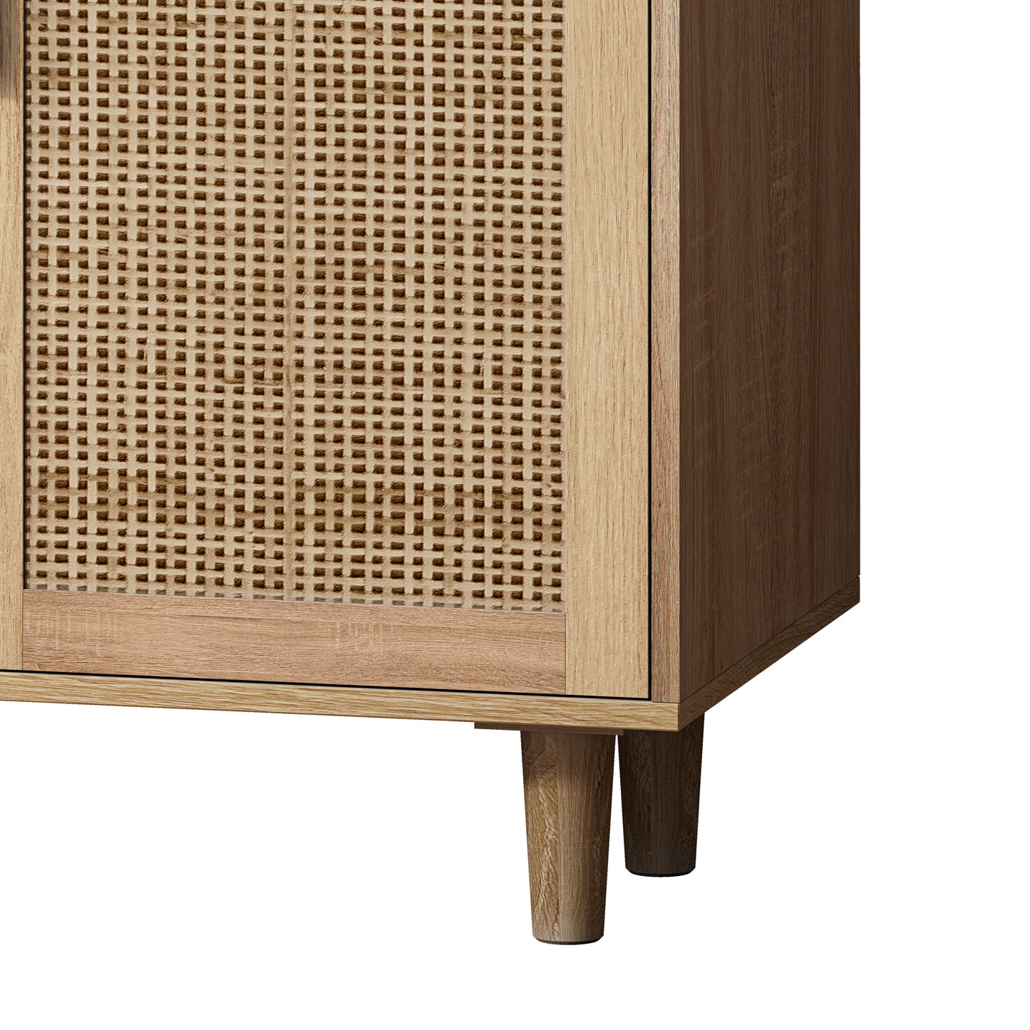 Elegant and Functional 4-Door Rattan Decorative Storage Cabinet