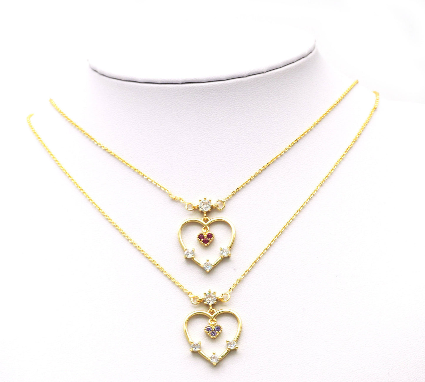 Colorful CZ Heart Pendant, Sku#LD203