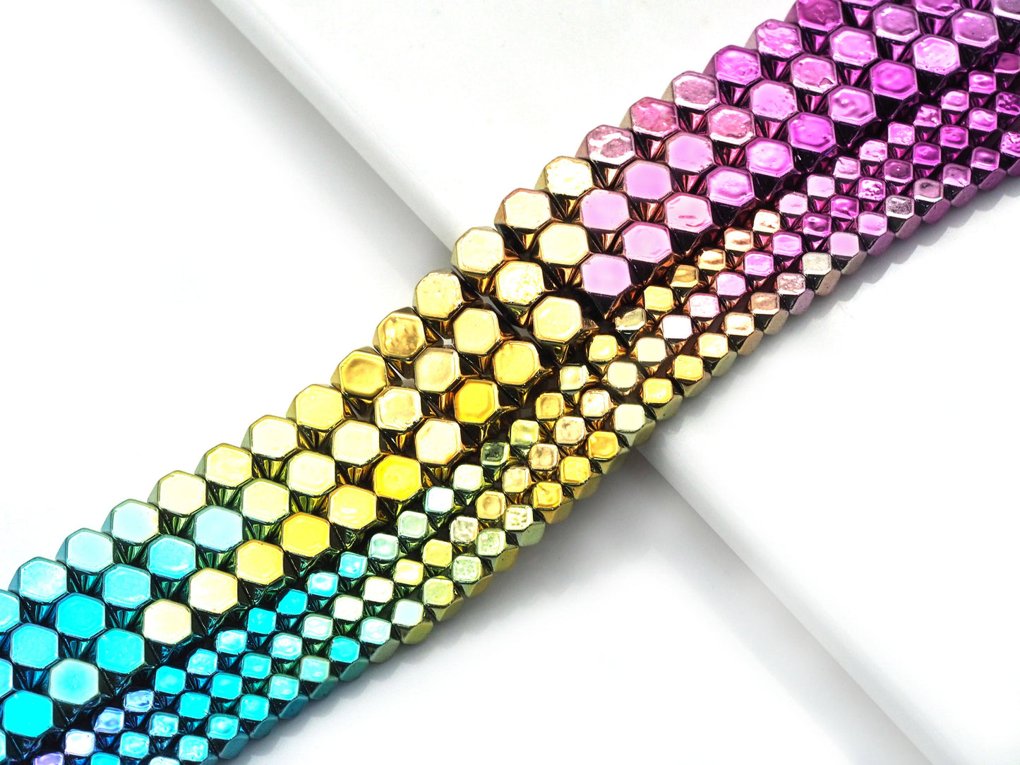Natural Rainbow Hematite Cube Smooth Beads, Sku#S146