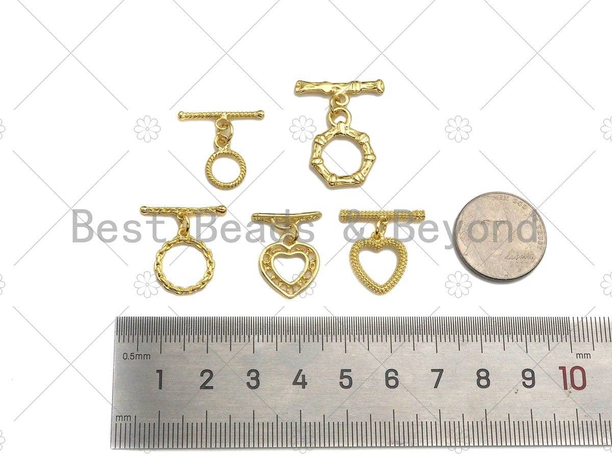 1 Set Round Ring/Heart With Bar Toggle Clasp,Necklace Bracelet Gold Toggle Clasp,21x15mm/20x13mm/20x13mm/20x9mm/16x14mm, Sku#JL25