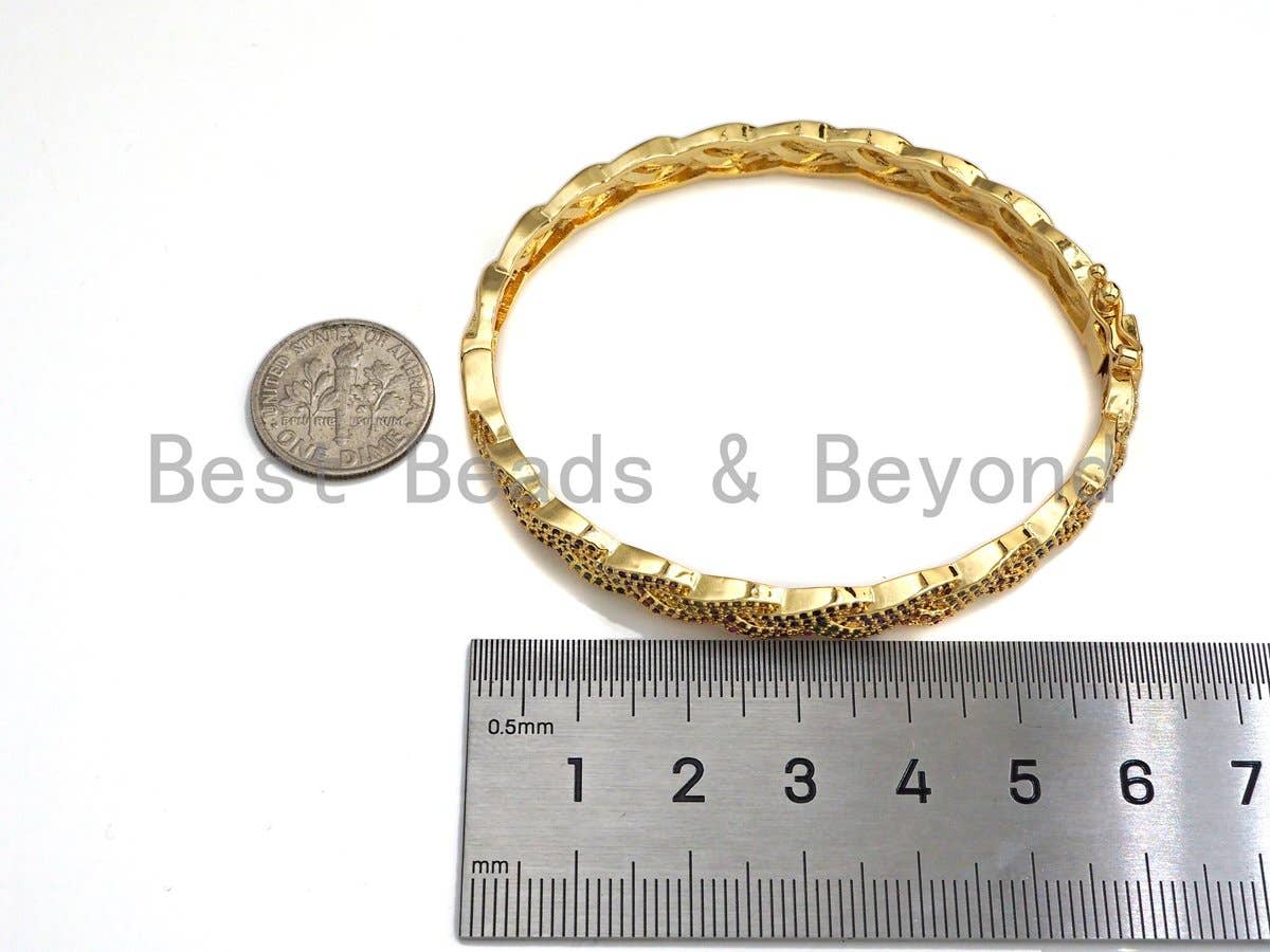 CZ Gold Twist Buckle Cuff Bracelet, Sku#X157