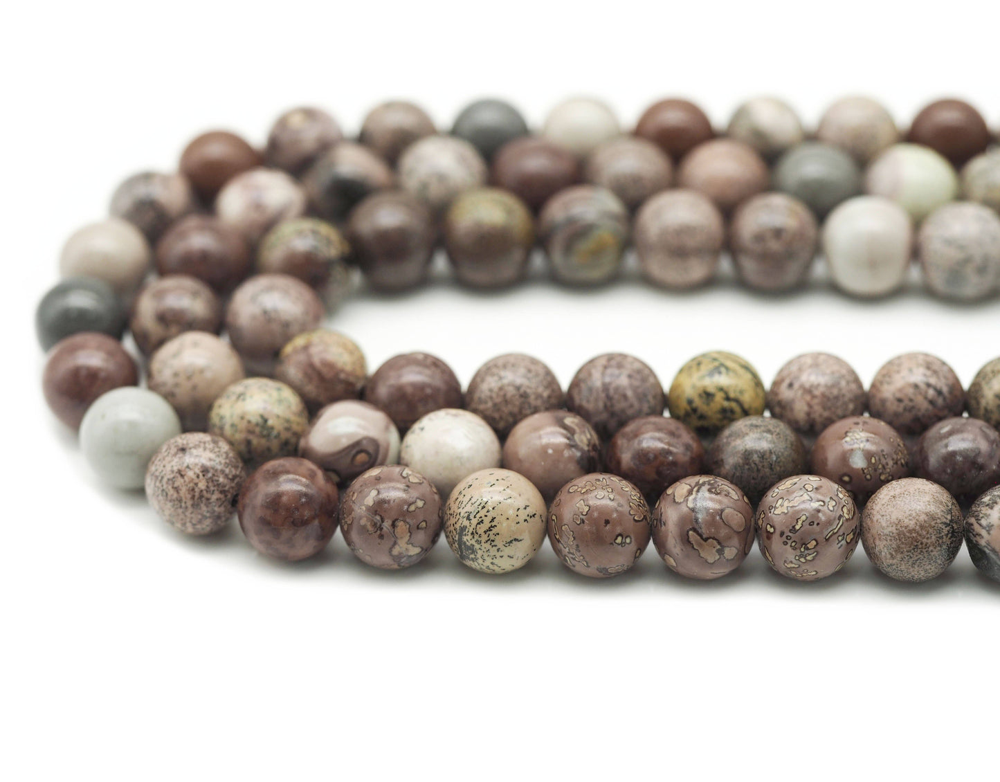 Natural Red Grass Flower Jasper Round Smooth Beads, Sku#U1331c