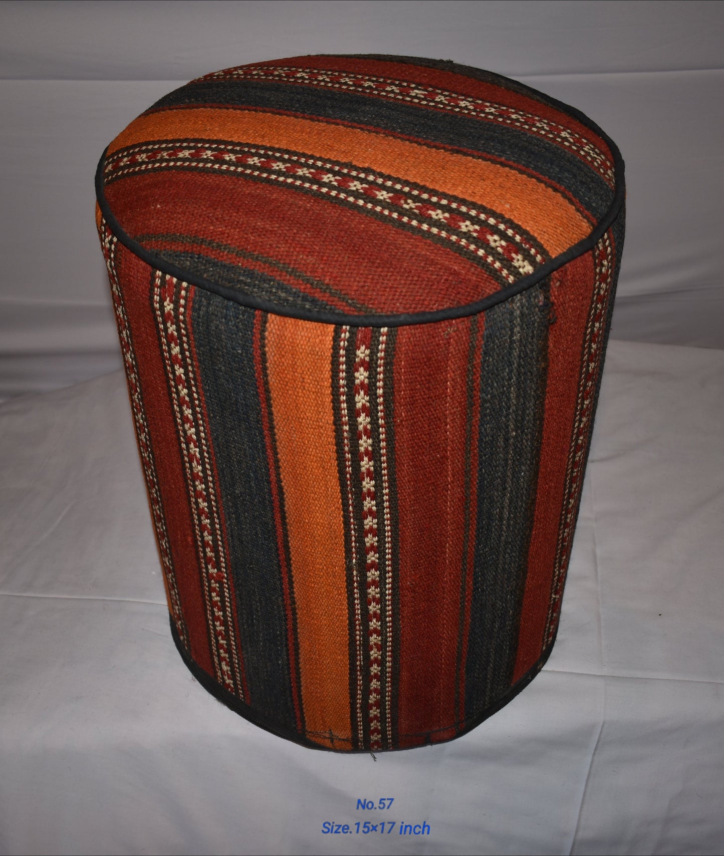 One of a Kind Kilim Rug Pouf Ottoman foot stool - #57