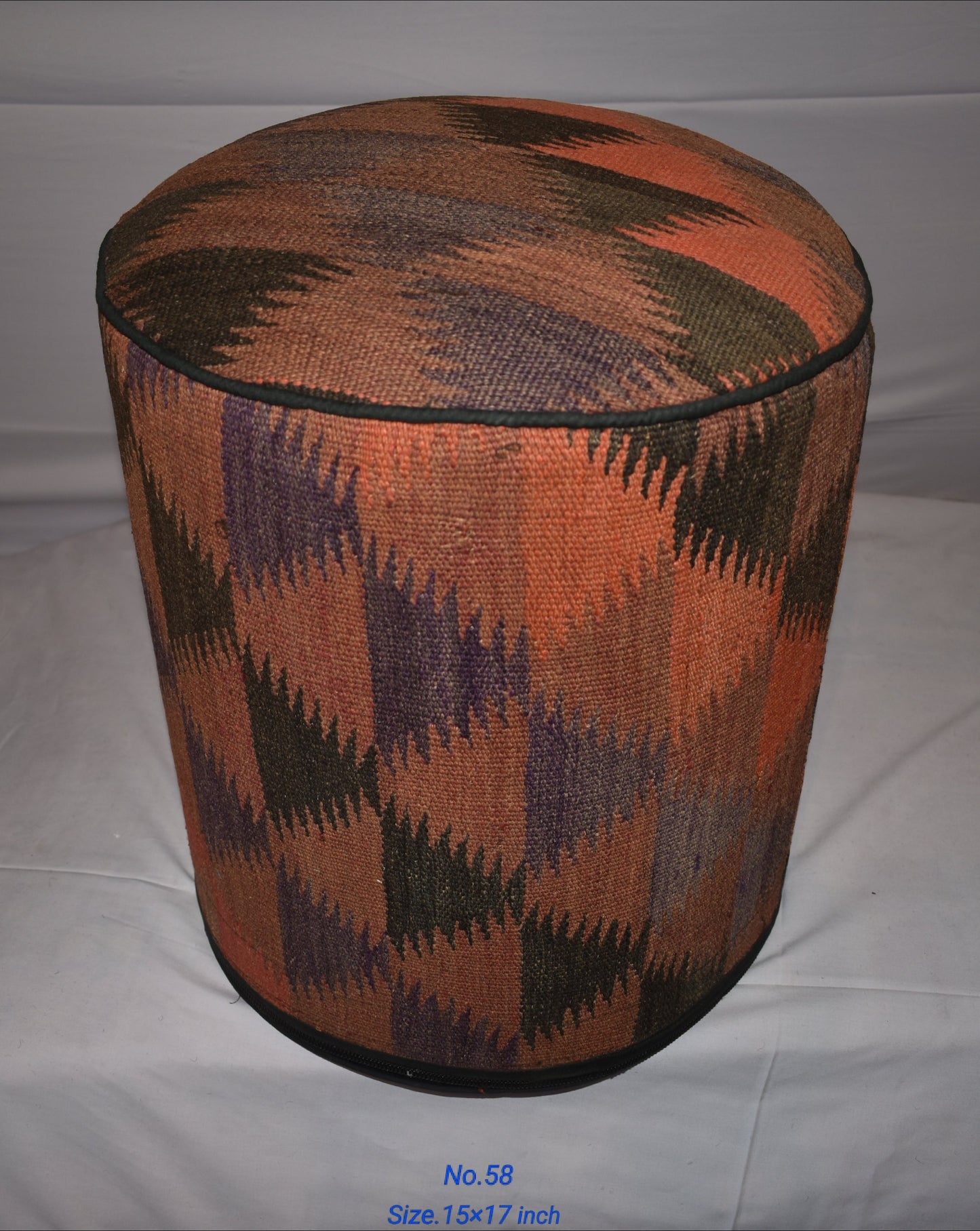 One of a Kind Kilim Rug Pouf Ottoman foot stool - #58