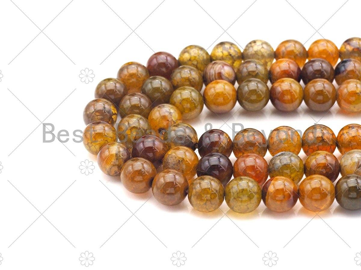 High Quality Amber Fire Agate Beads, Dragon Vein Agate, Sku#UA189c