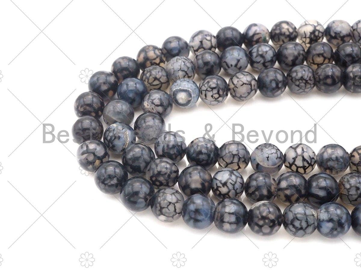High Quality Black Fire Agate Beads, Dragon Vein Agate, SKU#UA151