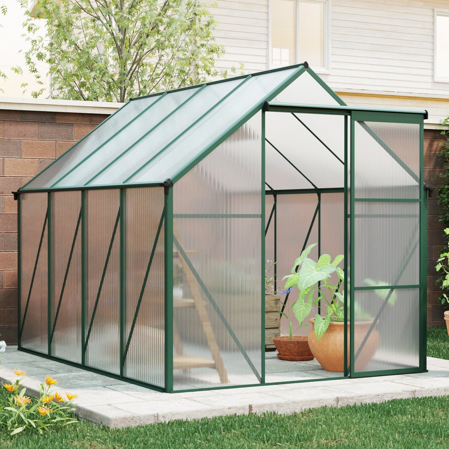 Green 6 x 8 FT Outdoor Patio Greenhouse