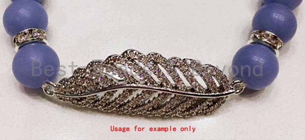 CZ Micro Pave Leaf Pendant, Clear CZ Pave in Gold Rose Gold Black Silver Finish, Pave Charm, 13x33mm, sku#B39