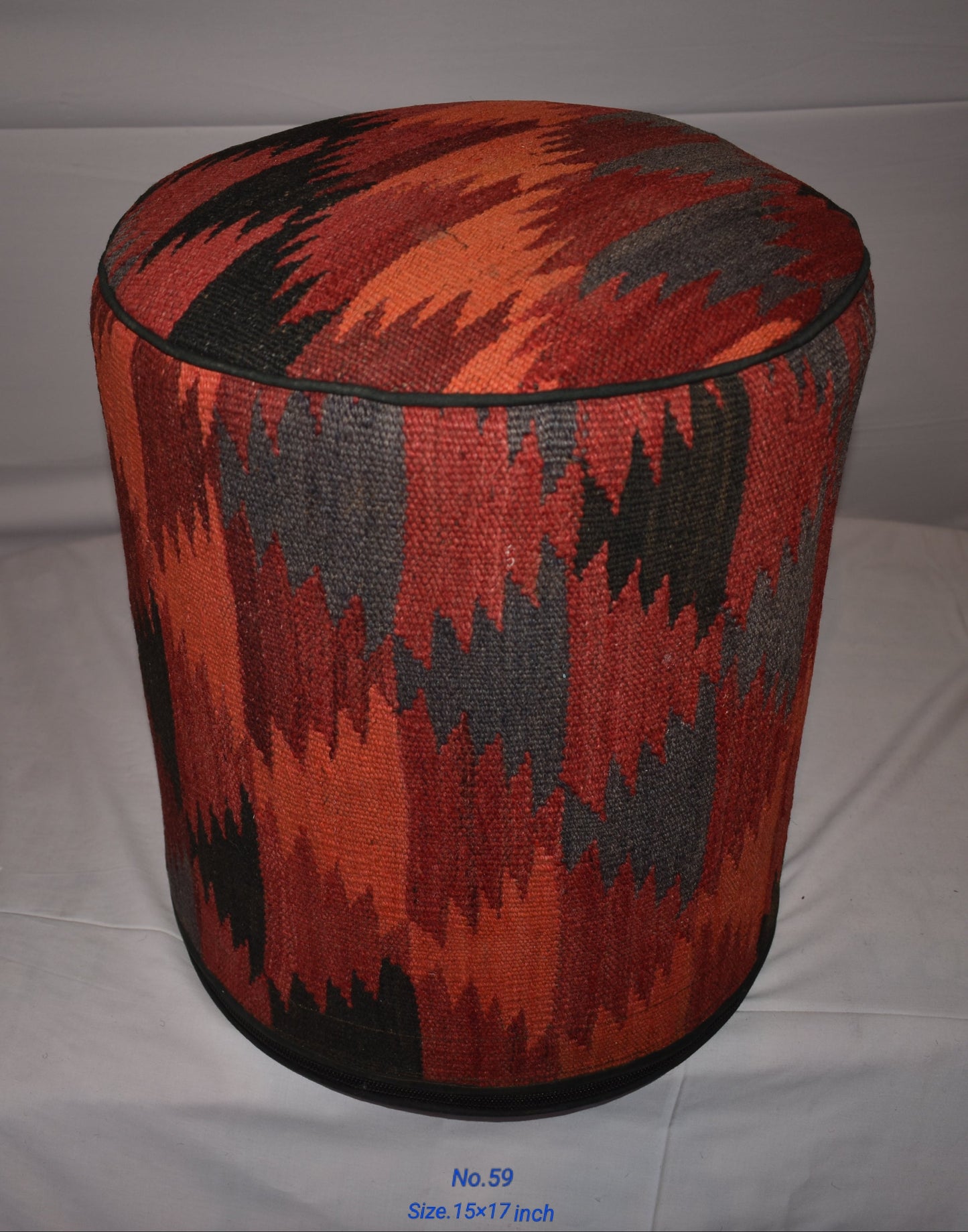 One of a Kind Kilim Rug Pouf Ottoman foot stool - #59