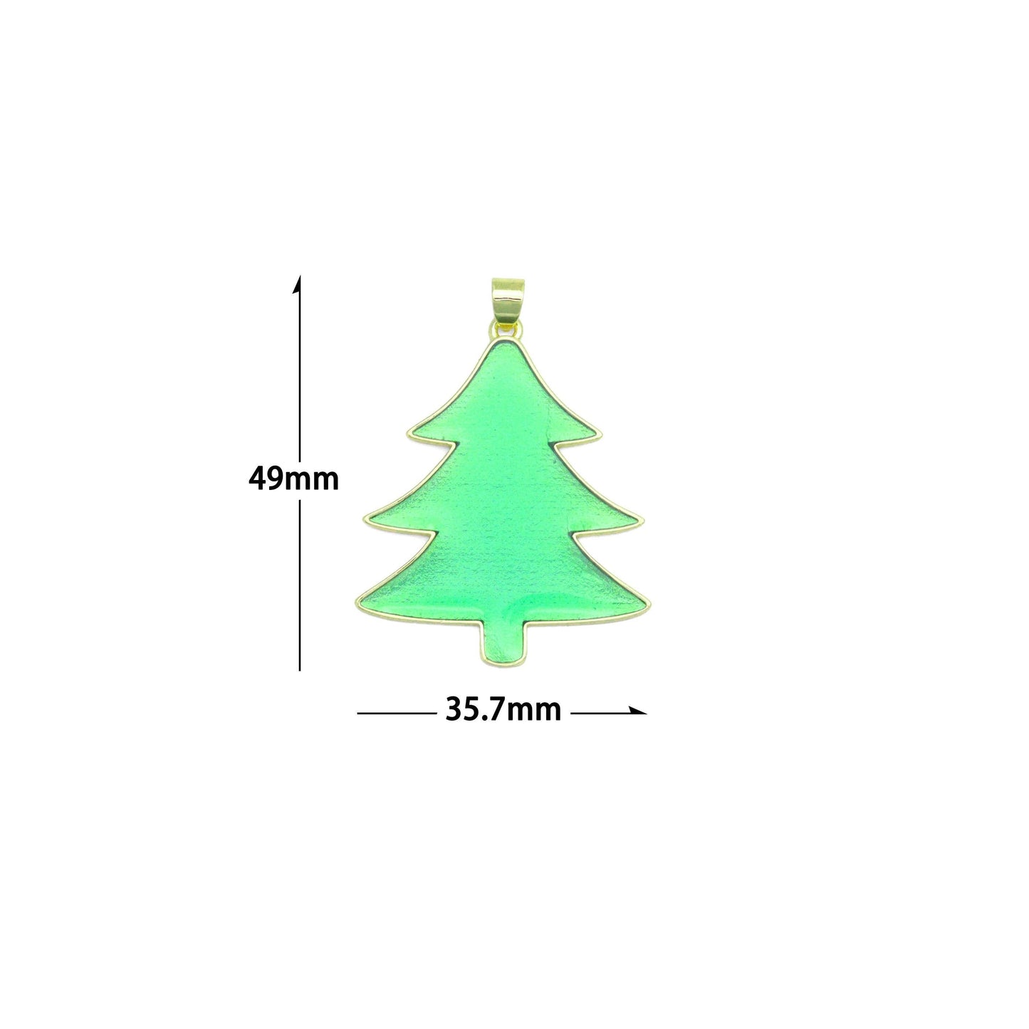 Green Enamel Gold Christmas cedar tree Charm Pendant,Sku#LK1207