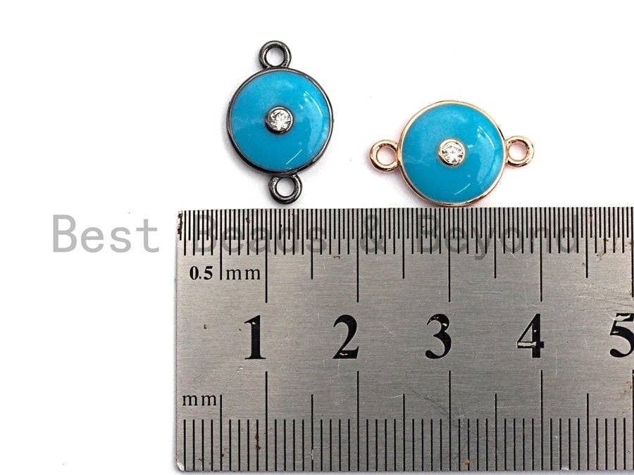 Pave CZ Turquoise Enamel Round Eye Charms Connector, Enamel Connector,Round Enamel, Oil Drop jewelry Findings, 18x12mm,sku#Z390