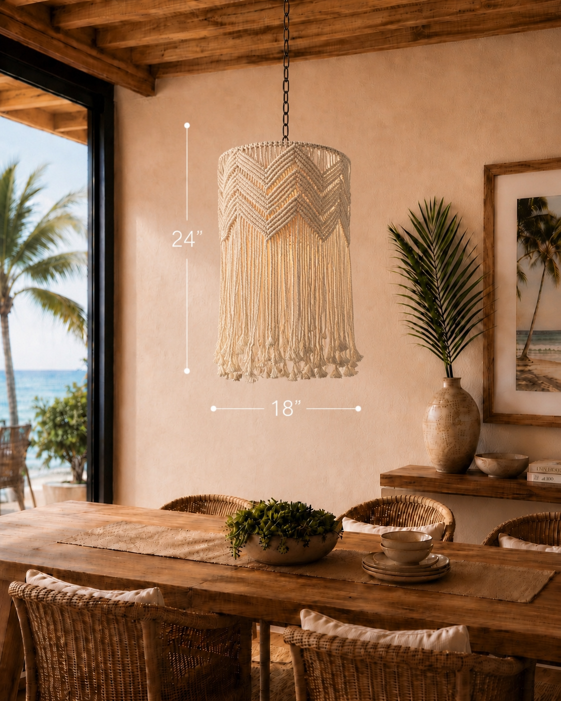 Santorini Macramé Pendant