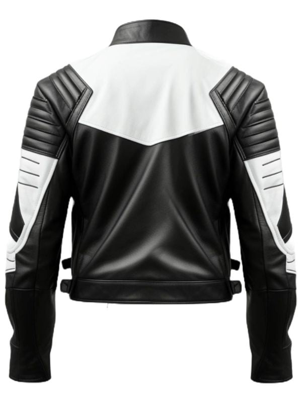 Men’s Faux Leather Black and White Leather Jacket