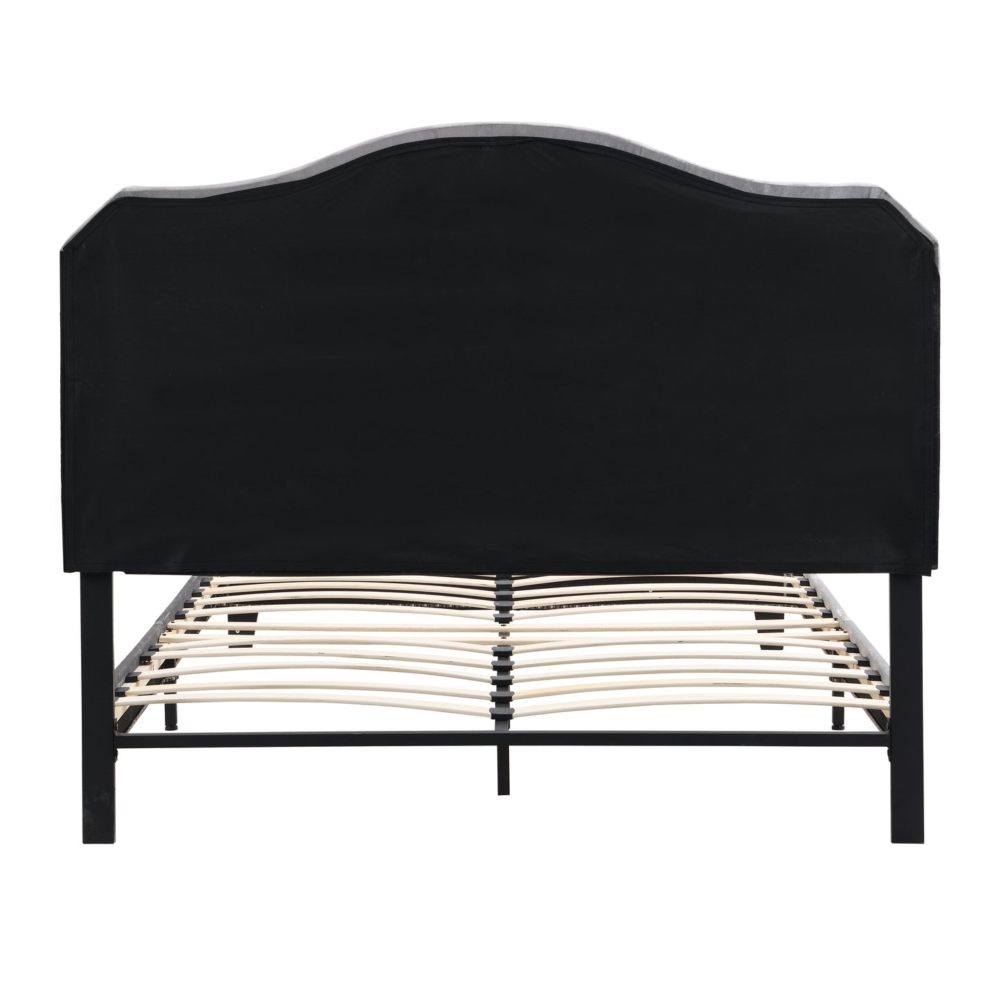 Upholstered Bed Button Tufted with Curve Design