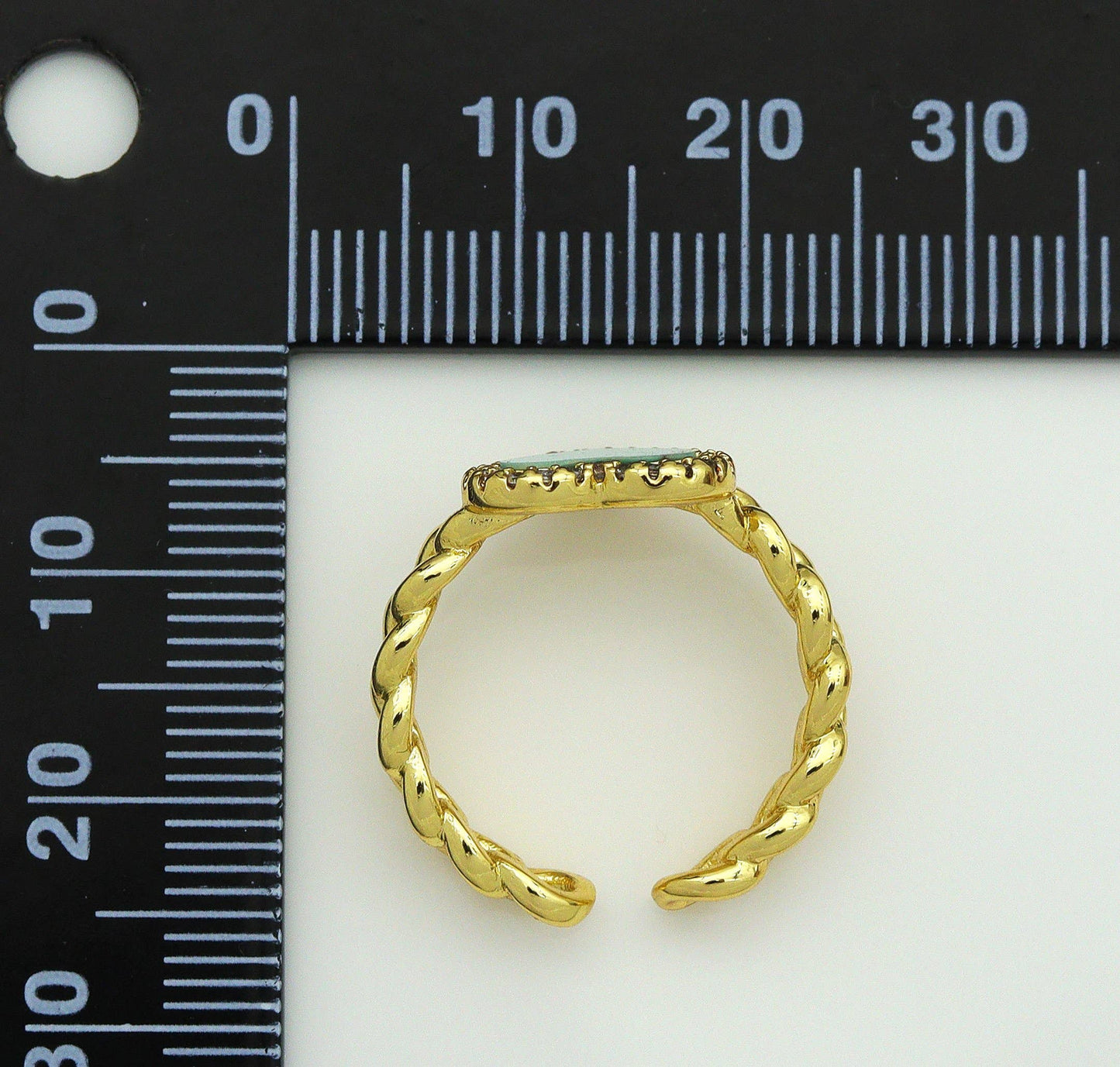 CZ Turquoise Adjustable Ring, Sku#O103