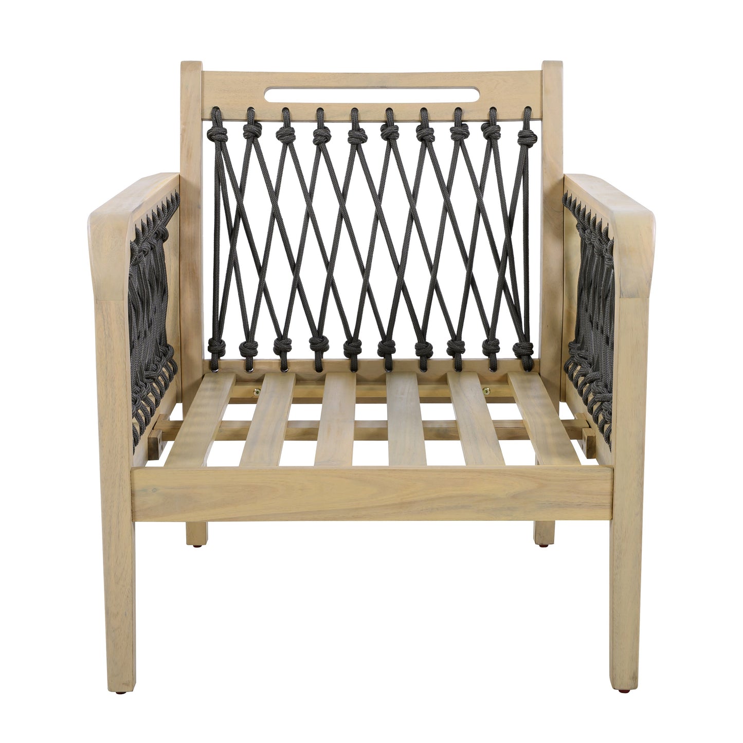 Outdoor Acacia Wood Club Chair with Handwoven Rope
