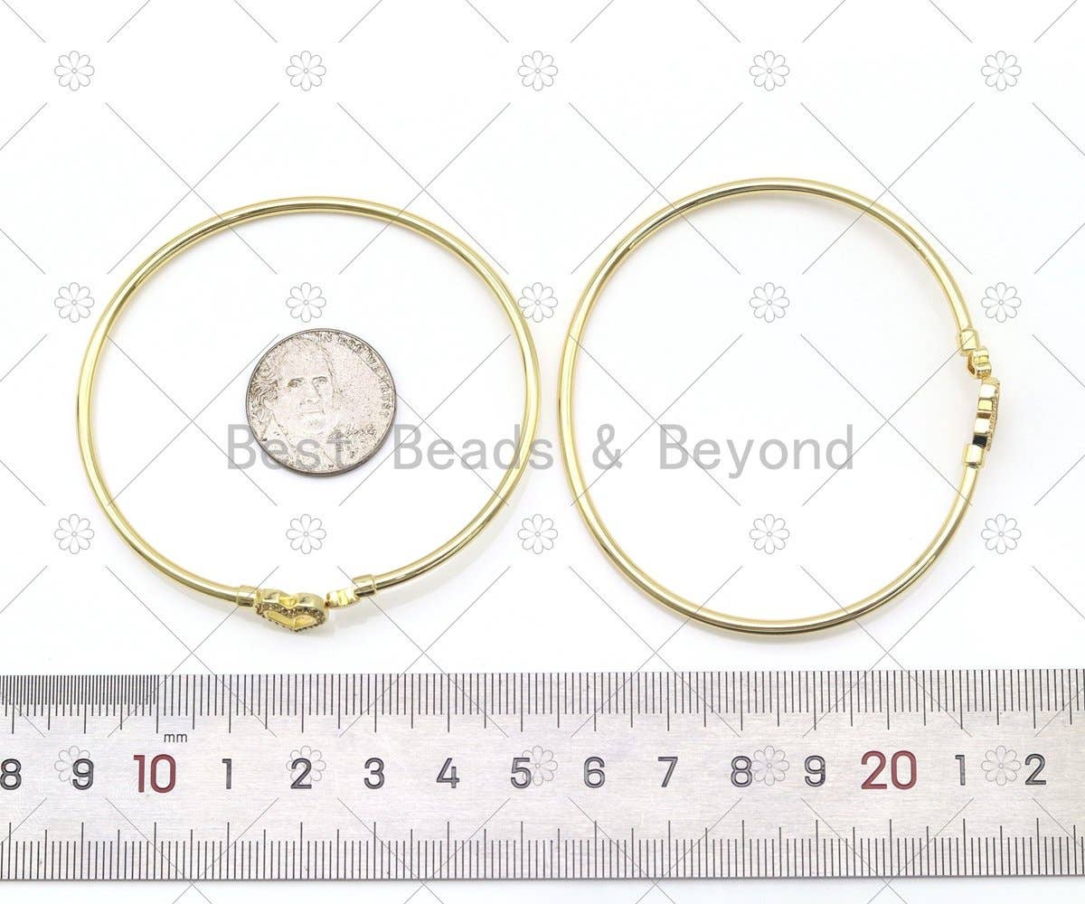 CZ Heart Open Cuff Bracelet, Sku#LK516
