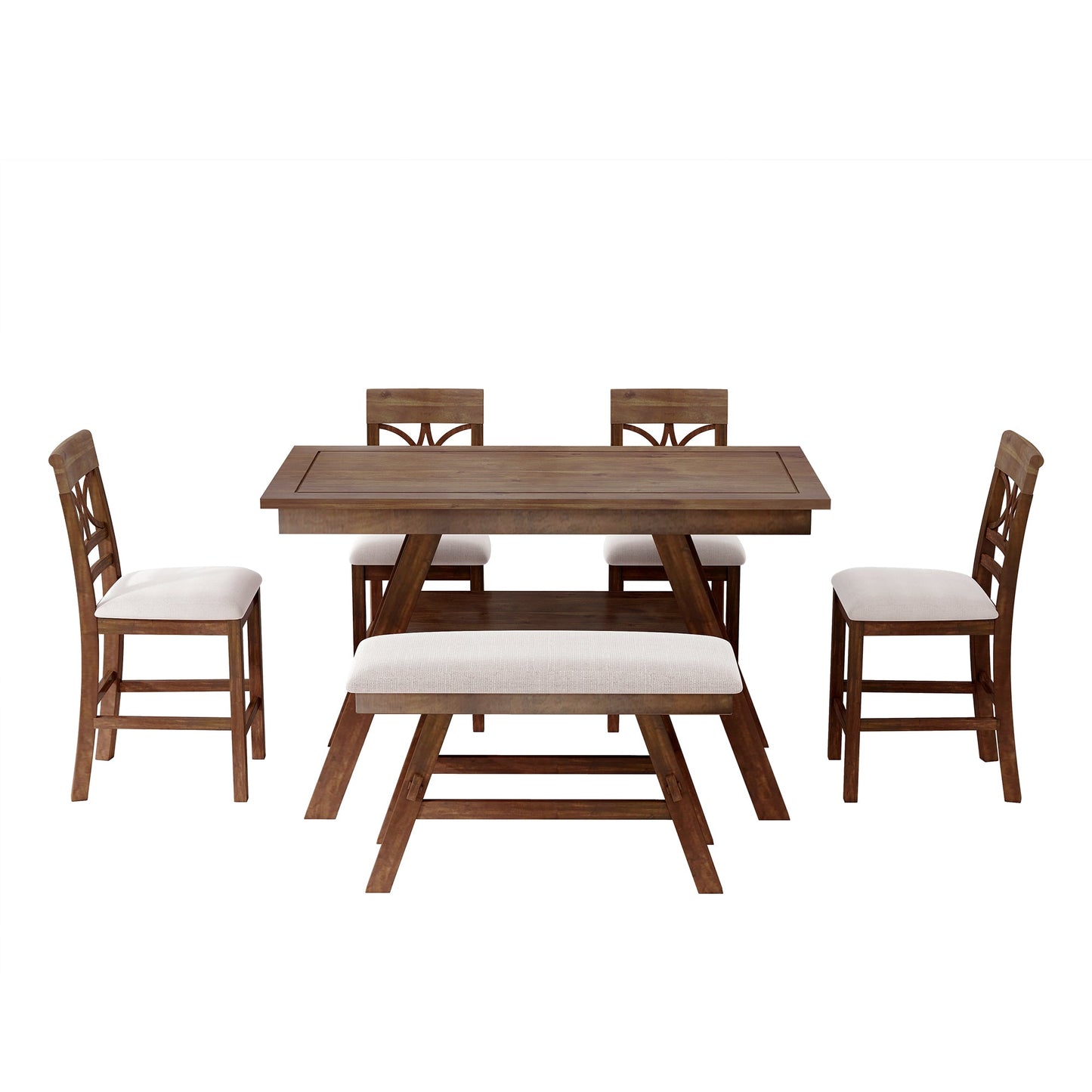 TOPMAX 6-Piece Wood Counter Height Dining Table Set