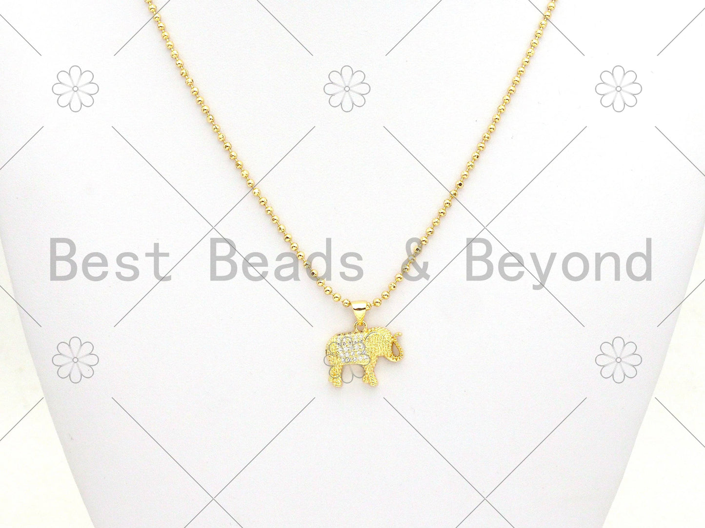 CZ Micro Pave Elephant Shape Pendant/Charm,18K Gold Filled Elephant Charm, Necklace Bracelet Charm Pendant,19x17mm,Sku#LK377