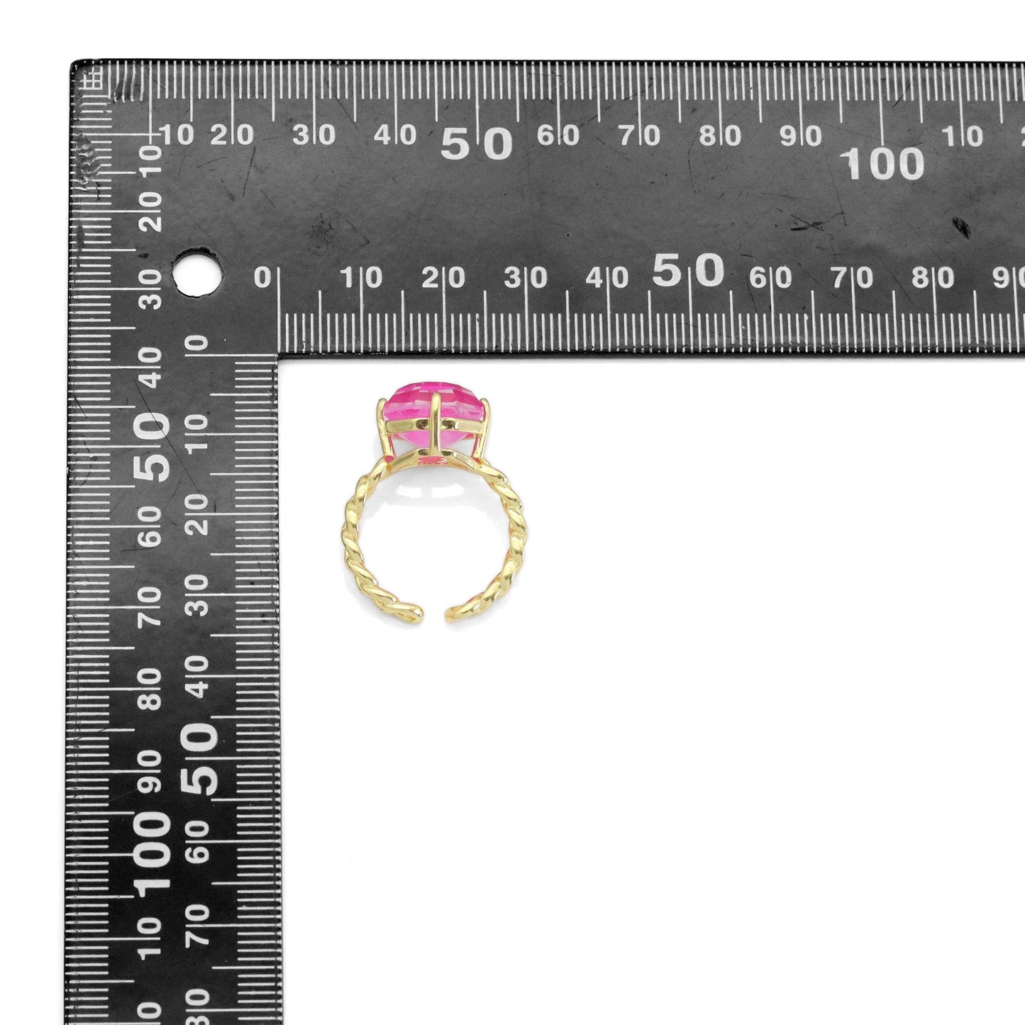 Big Pink Blue Stone Adjustable Ring, Sku#LX485C
