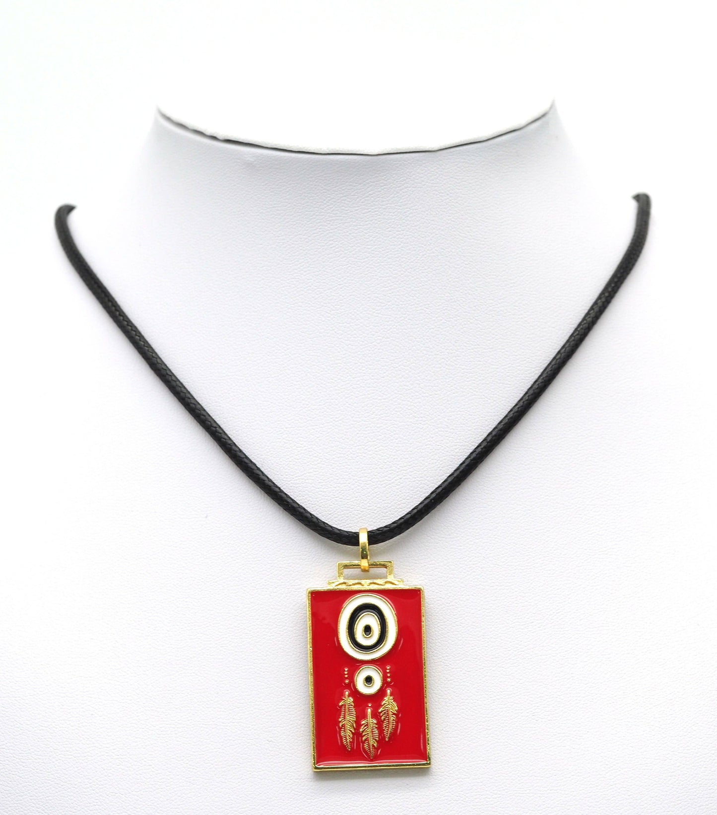 CZ Enamel Evil Eye On Rectangle Pendant, Sku#JL98