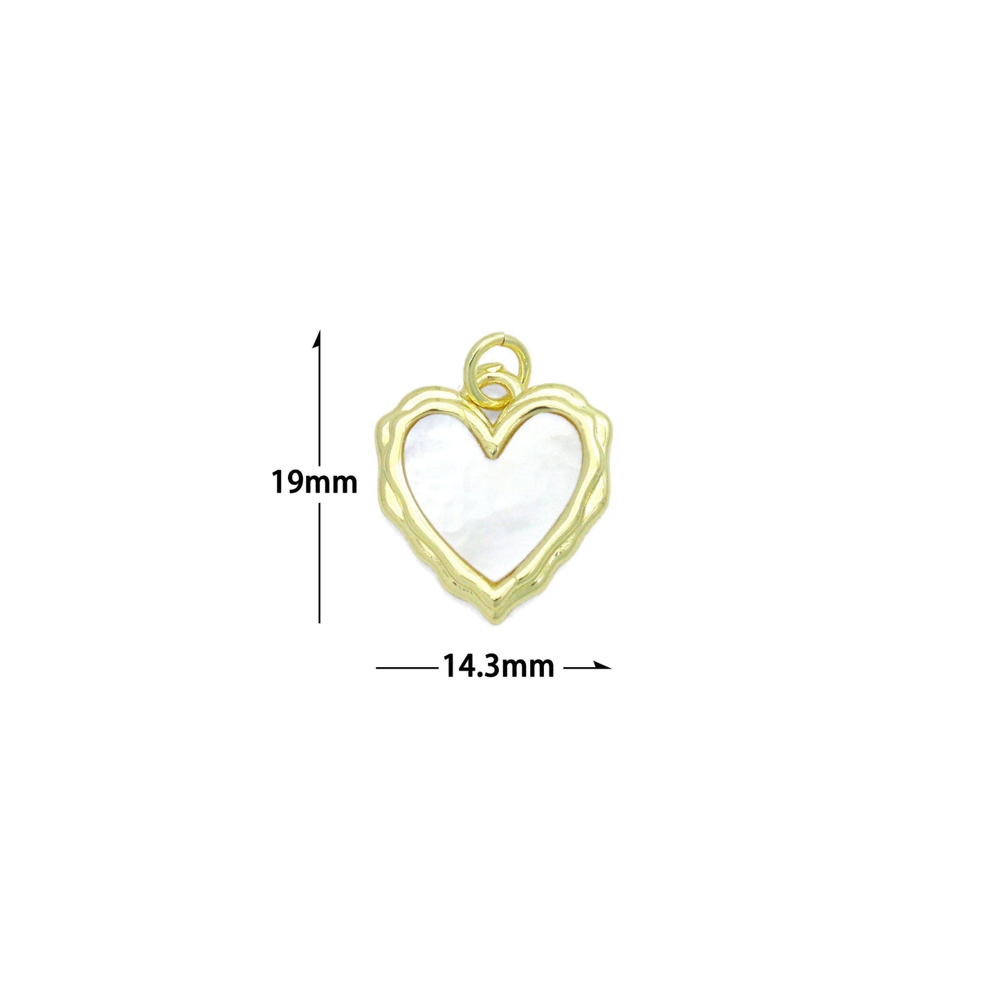 White Pearl Textured edge Heart Frame Charm Pendant,Sku#LK1217