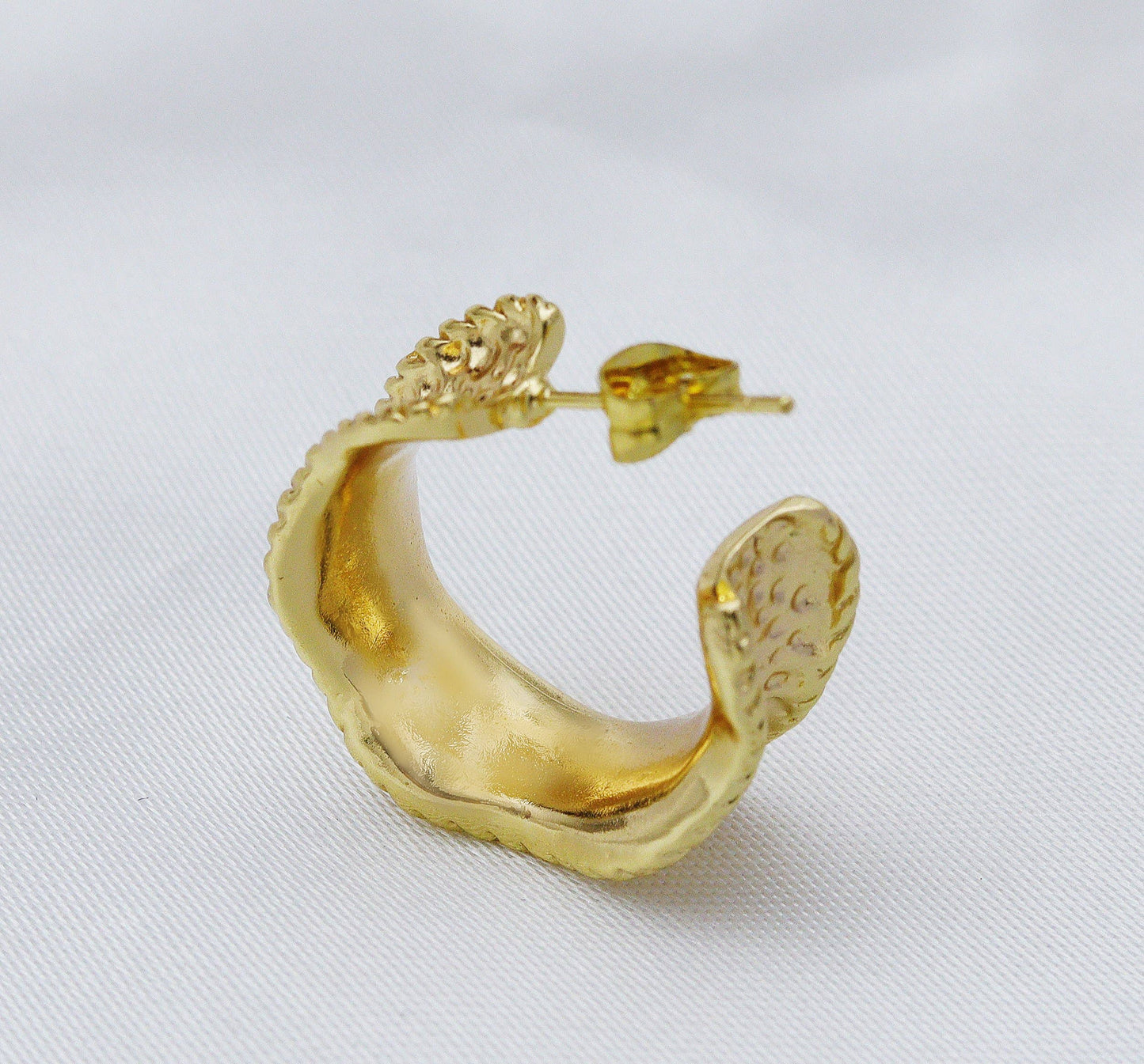 Gold Silk Ribbon Latch Back Earrings, Sku#ZX60