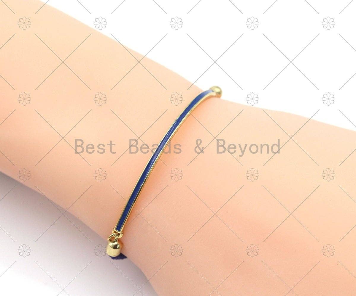 Colorful Enamel Thin Bar Bracelet Connector, 18K Gold Filled Enamel Links, Necklace Bracelet Charm, Sku#LK513