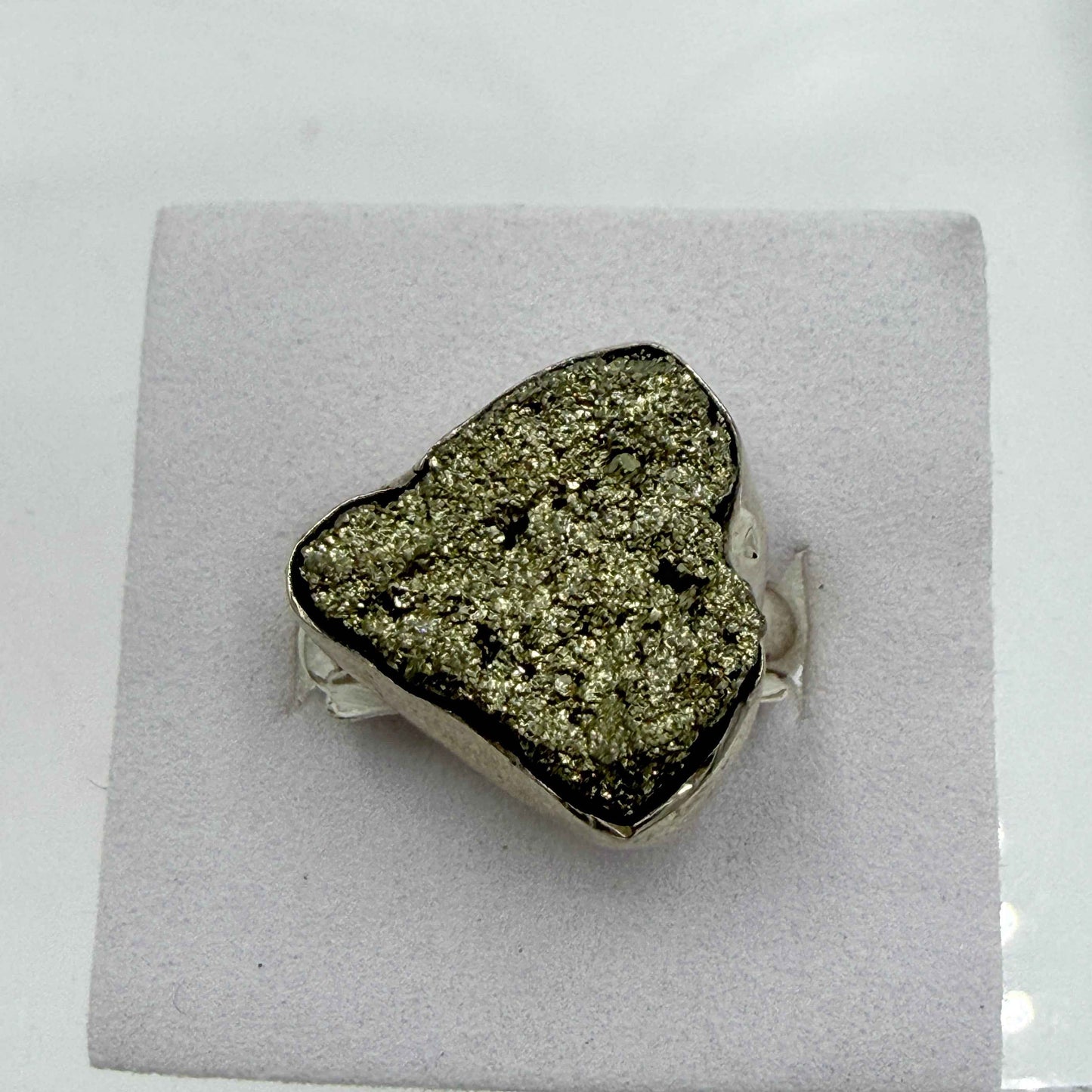 Sterling Silver Freeform Pyrite Ring – Size 8 – Protection, Confidence & Grounding