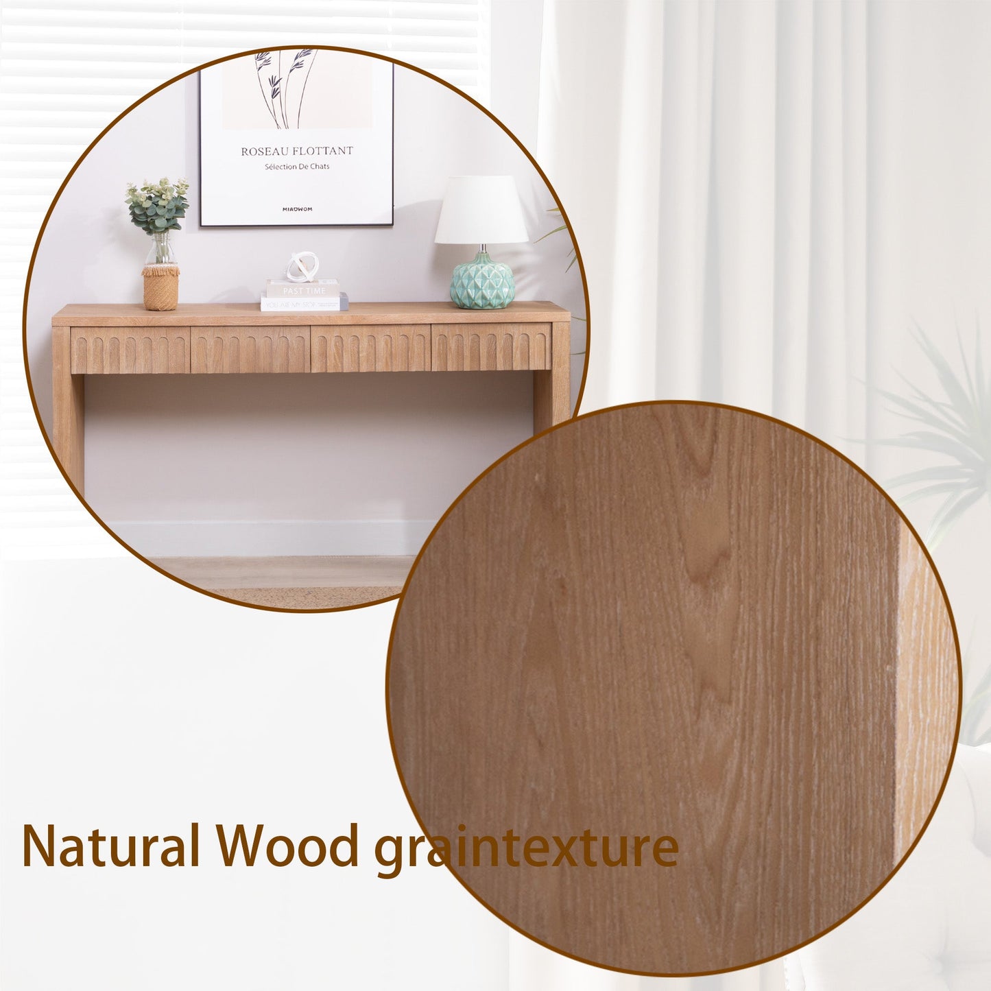 Modern Console Table with 4 Drawers – 59.2" Entryway Table