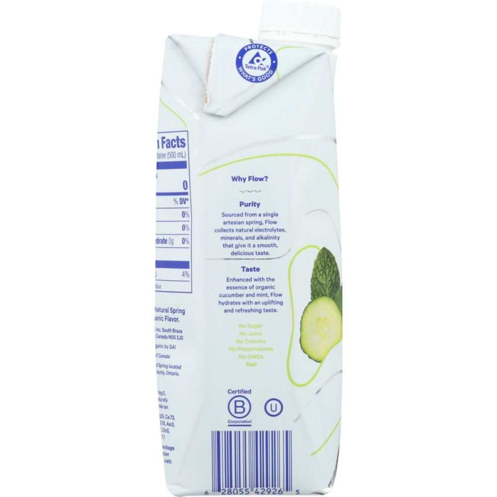 FLOW WATER: Cucumber Mint Alkaline Spring Water-Refreshing, 16.9 fl oz