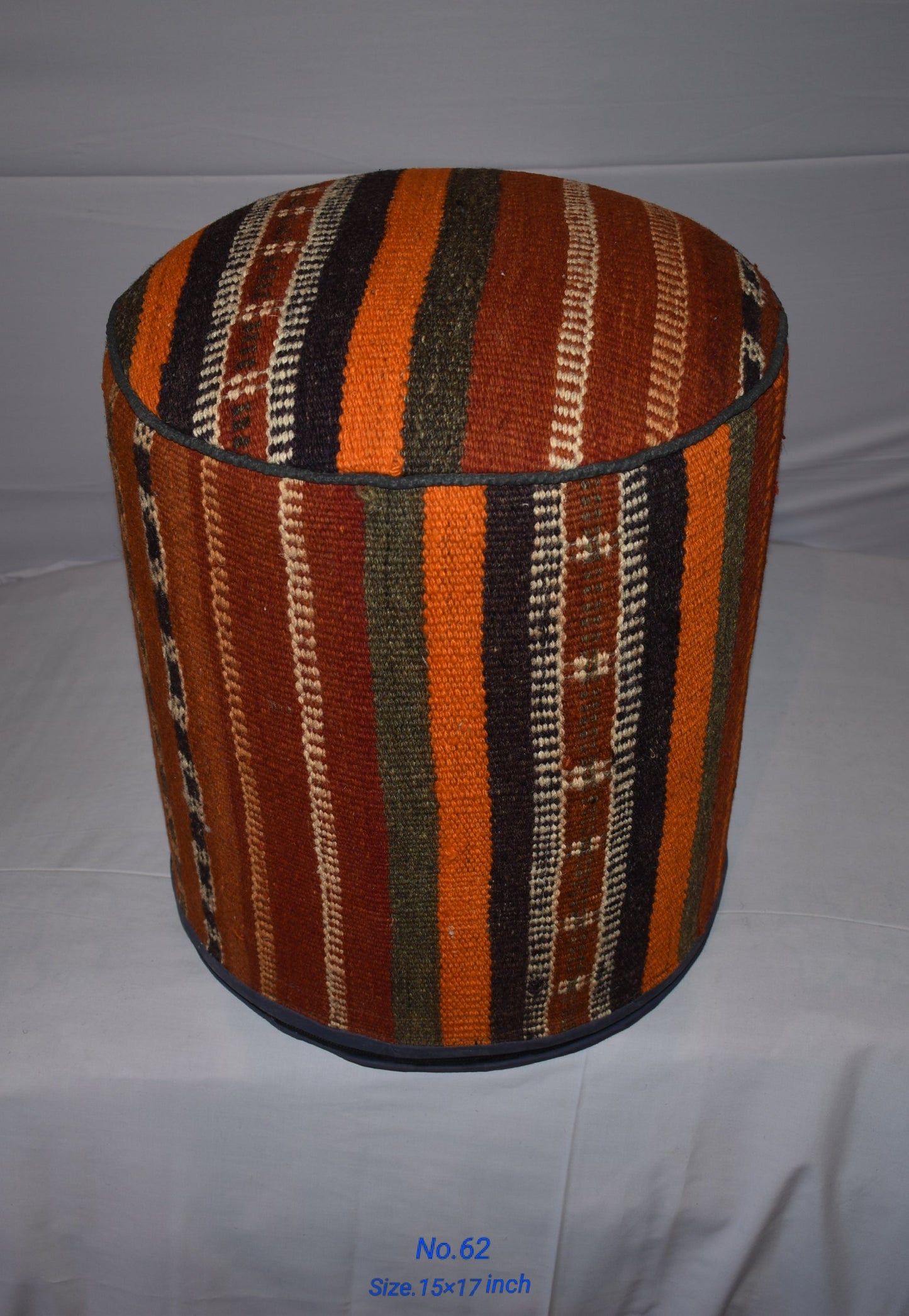 One of a Kind Kilim Rug Pouf Ottoman foot stool - #62