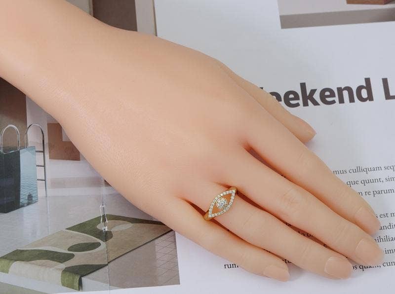 CZ Evil Eye Adjustable Ring, Sku#X331