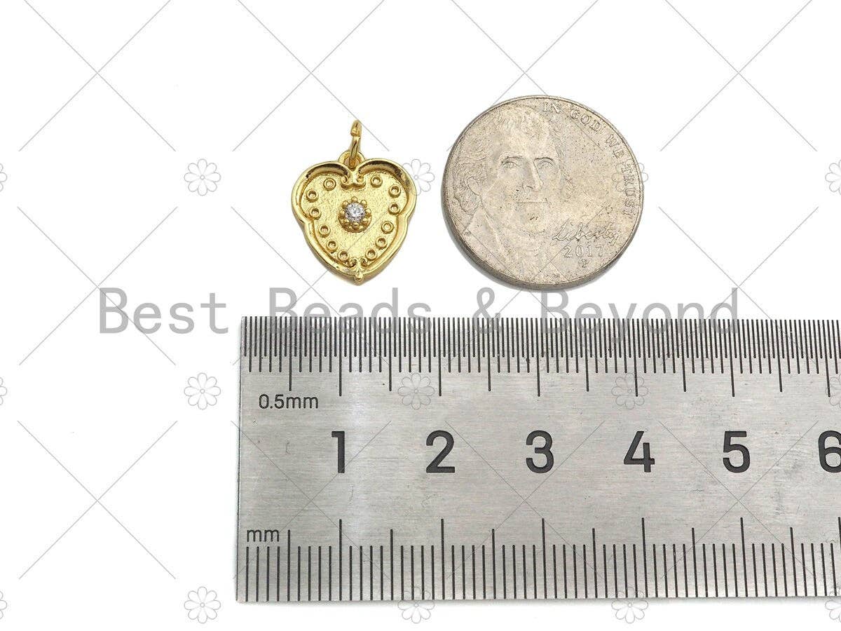 Gold Filled Flower on Heart Shape Pendant, Micro Pave CZ 18K Gold Filled Charm, Necklace Bracelet Charm Pendant,13x15mm,Sku#Z1354