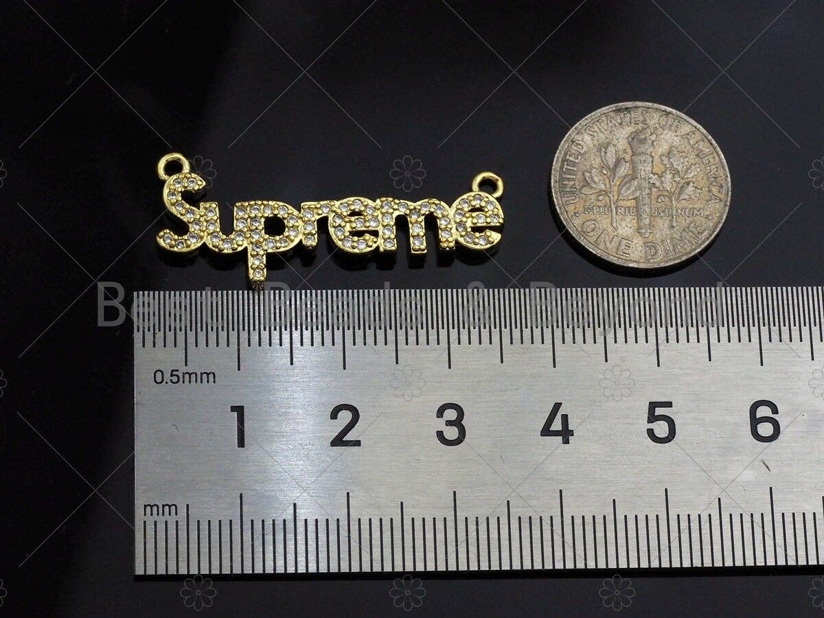 Gold Bracelet/Necklace Connector, Dainty Superme Charms, Alphabet Pendant, Gold Charm, Gold Pendant, Necklace Charms, 14x34mm, Sku#LK98