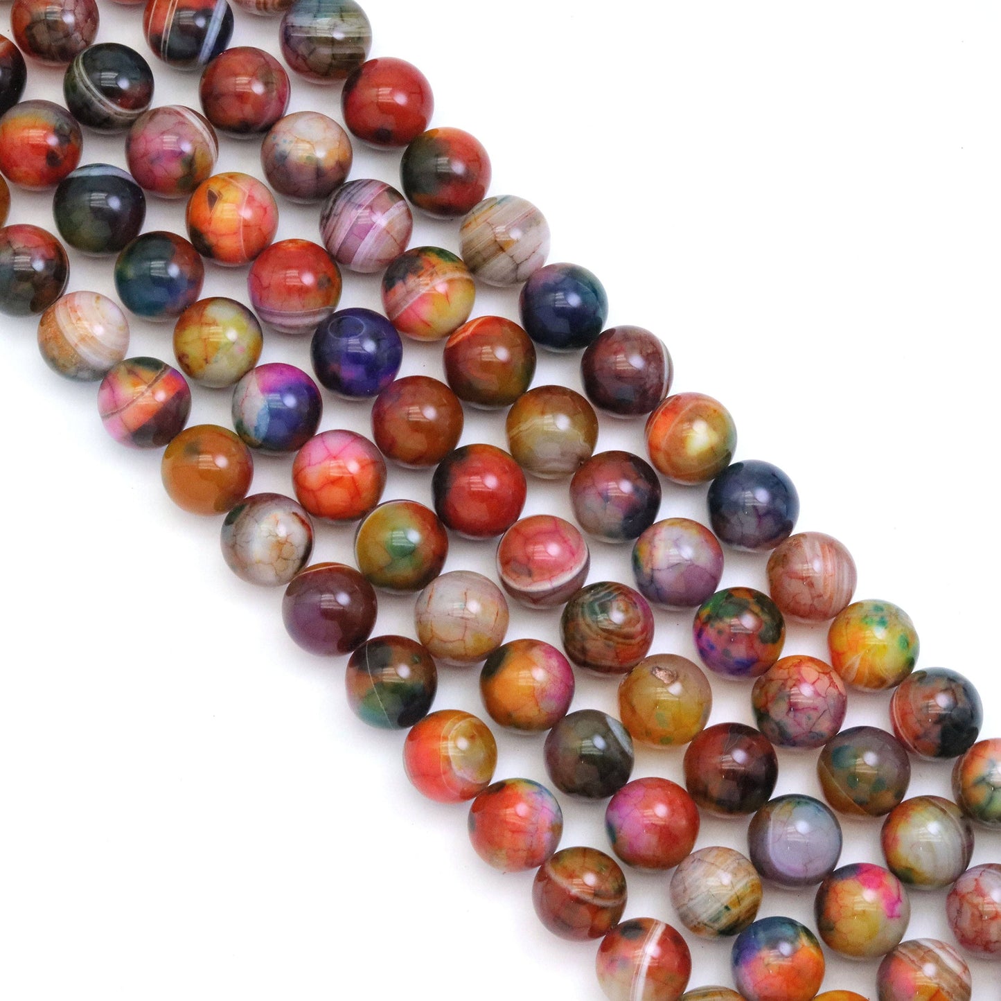 14mm Orange Green Agate Round Smooth Beads, Sku#U1847