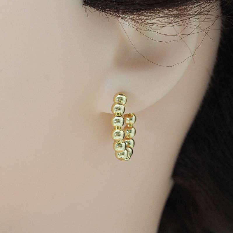 Ball Hoop Earrings, Sku#J369C