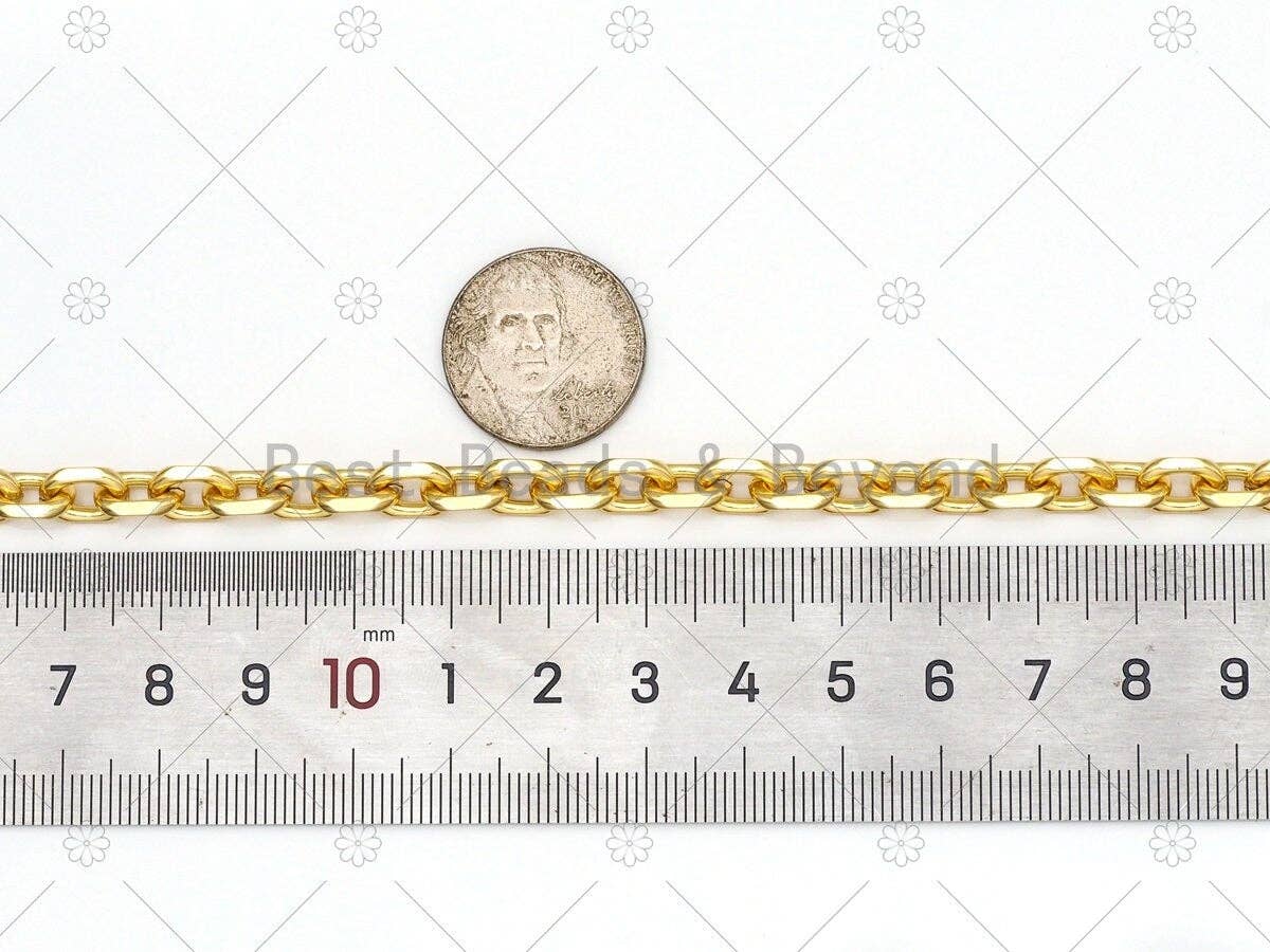 Thick Square link Chain by Yard, Gold Filled Paper Clip Rectangle Chain, Wholesale Bulk Chain, Necklace Bracelet DIY Chain, 7x10mm, LD157