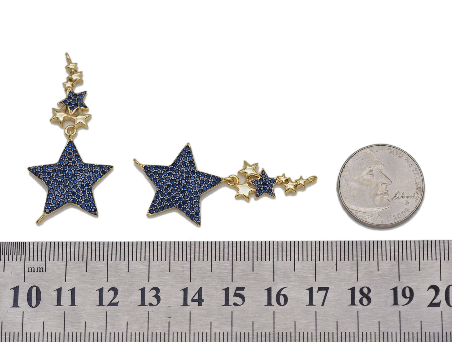 Cobalt CZ Five Point Star Charm, Sku#LK628