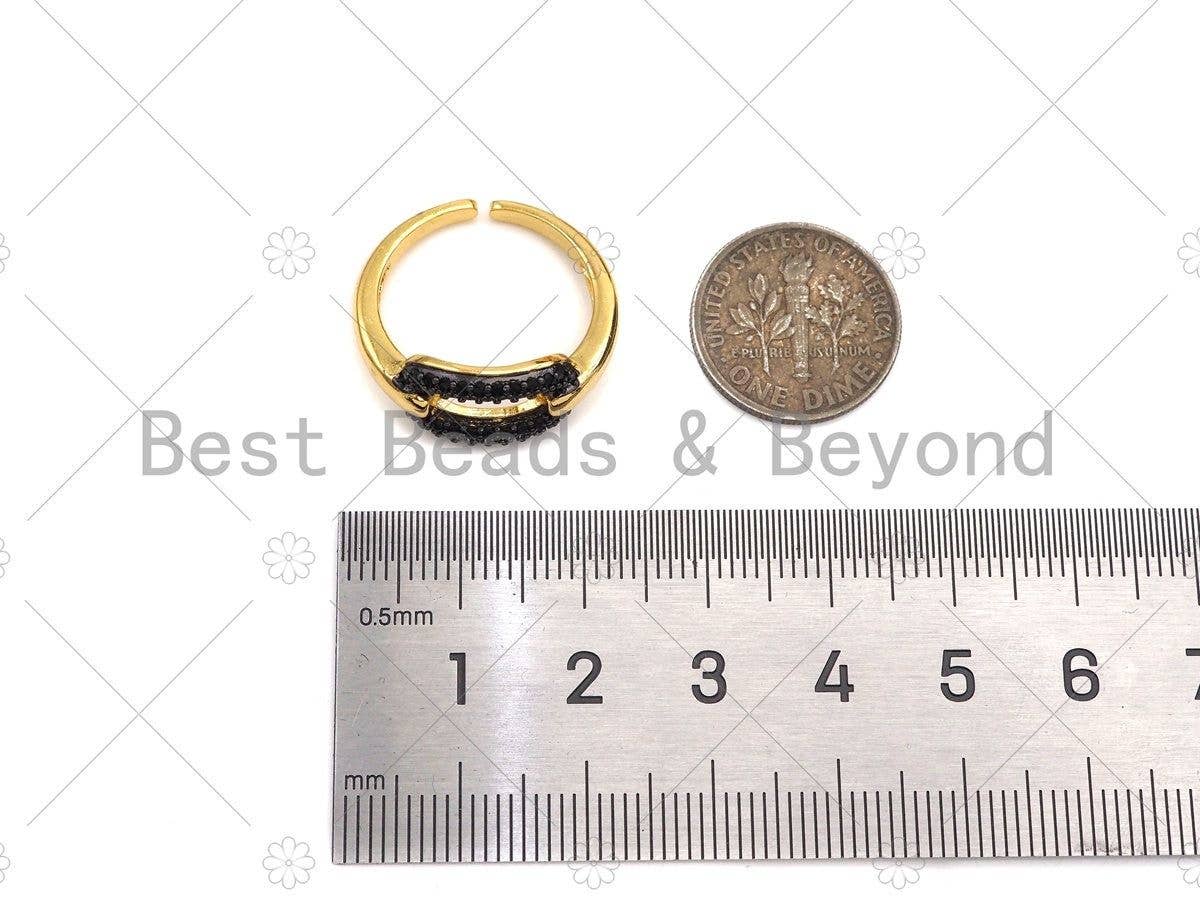 Colorful CZ Oval Link Open Ring, Sku#LD43C