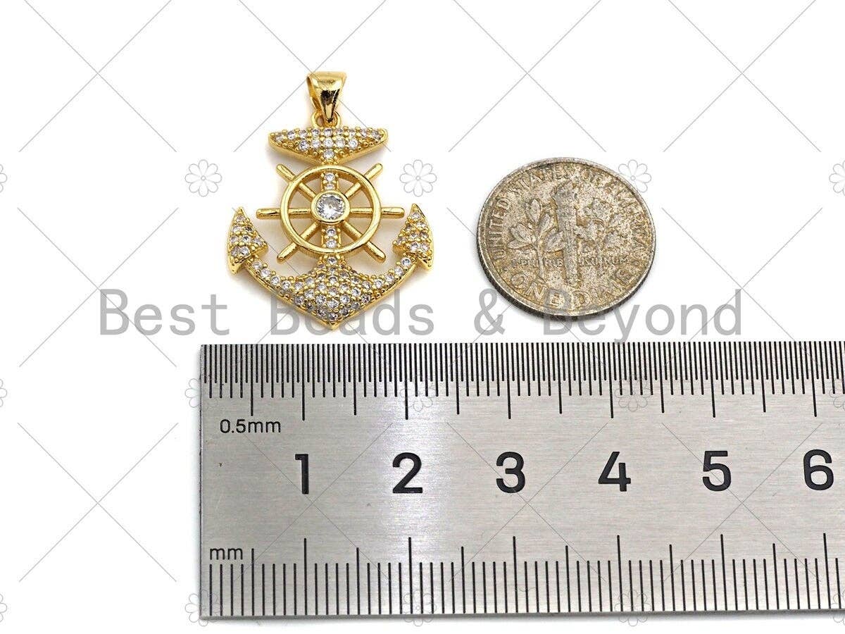 18k Shiny Gold Boat Anchor Charms, Gold Anchor Charms, Anchor Pendant, Gold Pendant, Necklace Charms, 20x24mm, Sku#LK146