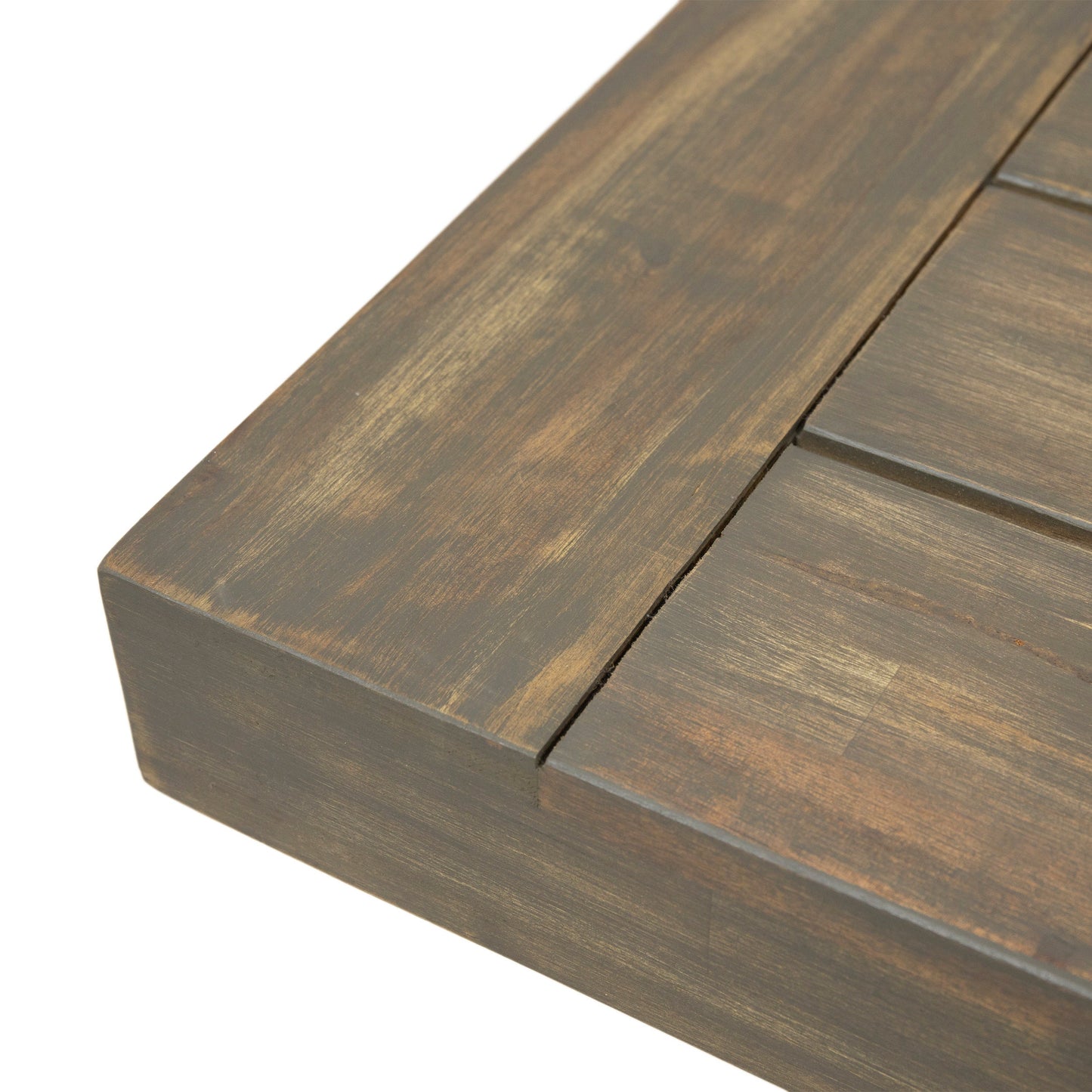 Outdoor Acacia Wood Patio Bench, Grey/Rustic Metal