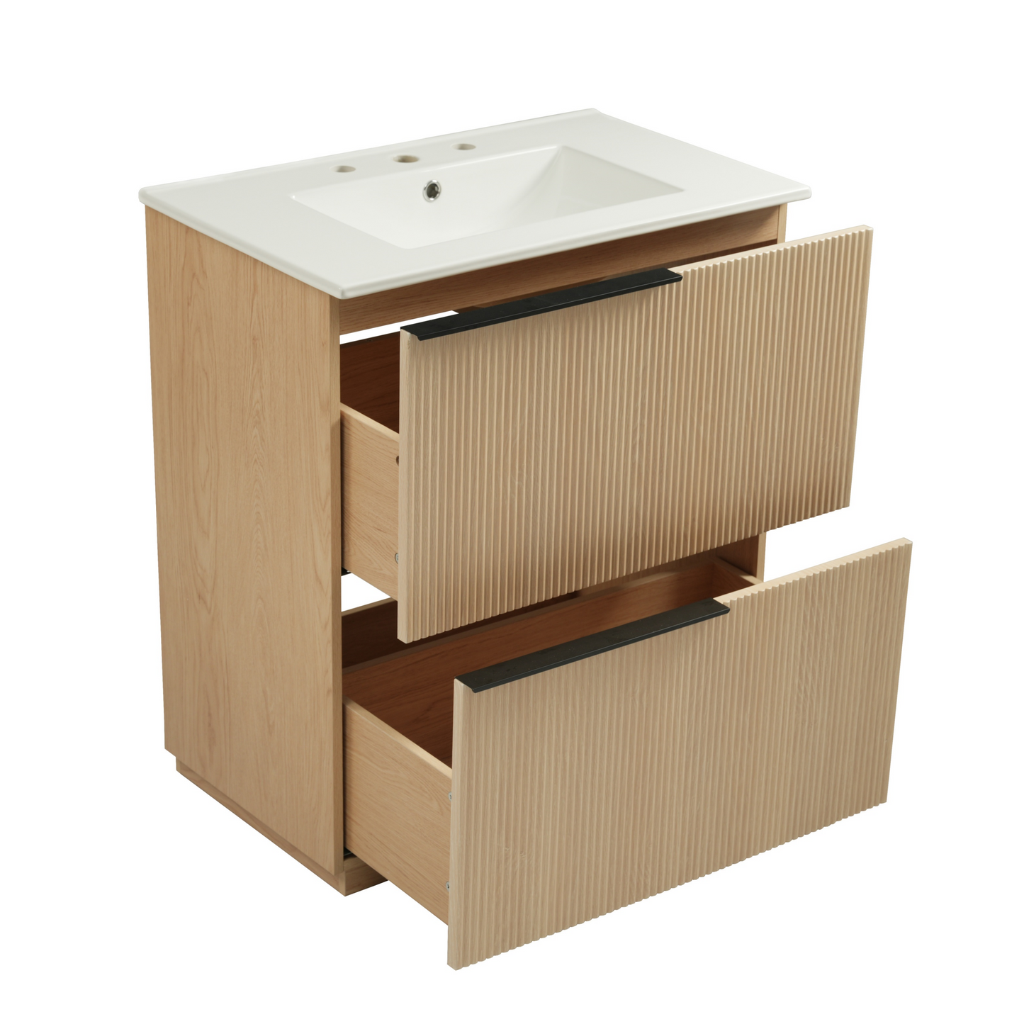 30" Bathroom Vanity with Ceramic Sink and Full-Extension Drawers