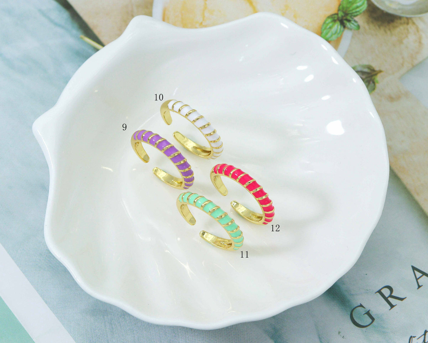 Enamel Adjustable Ring, Sku#X306