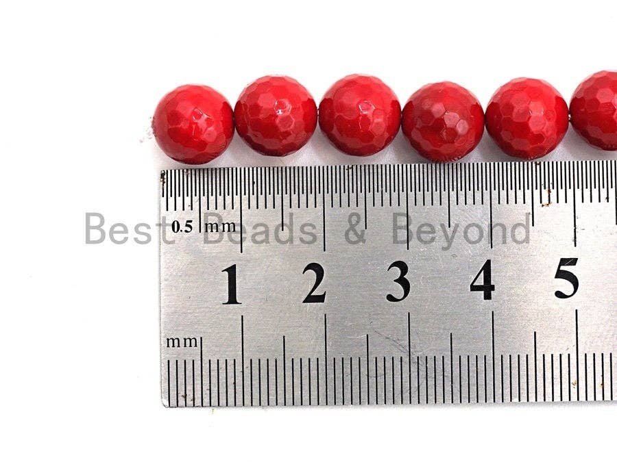 Quality Red Mother of Pearl beads, faceted Red Mop beads, SKU#T115