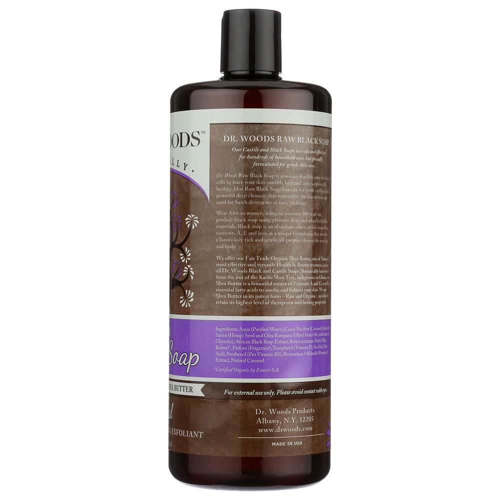 DR WOODS: Naturally Raw Black Soap with Shea Butter Original, 32 oz